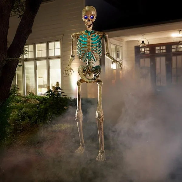 10ft Giant Color Changing Posable Skeleton with Realistic LED Eyes